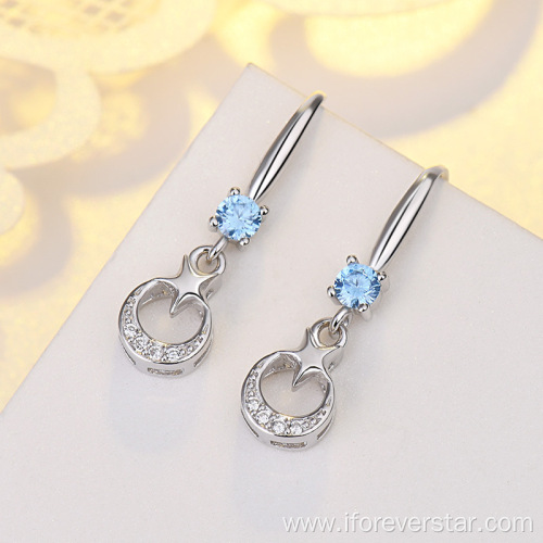 Silver 925 Moon And Star Earrings